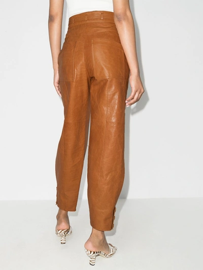 Shop Ulla Johnson Brown Navona Belted Leather Trousers