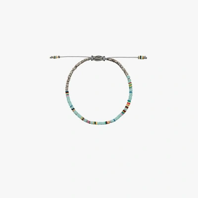 Shop M Cohen Sterling Silver The Ghanian Beaded Bracelet In Blue