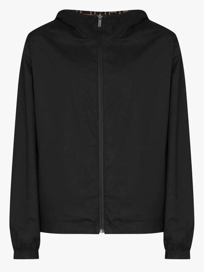 Shop Fendi Black Reversible Logo Print Jacket