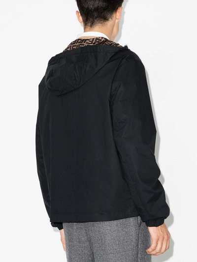 Shop Fendi Black Reversible Logo Print Jacket