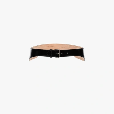 Shop Alexander Mcqueen Black Leather Waist Belt
