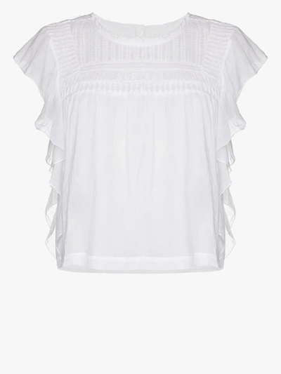 Shop Isabel Marant Étoile Layona Flared Pin Tuck Blouse In White