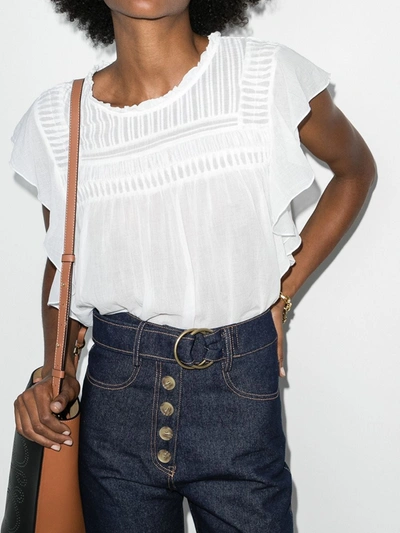 Shop Isabel Marant Étoile Layona Flared Pin Tuck Blouse In White