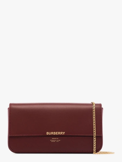 Shop Burberry Red Camille Leather Chain Wallet