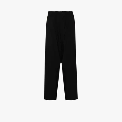 Shop Yohji Yamamoto Black Side Zip Wool Trousers