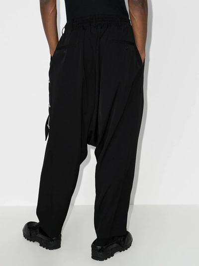 Shop Yohji Yamamoto Black Side Zip Wool Trousers