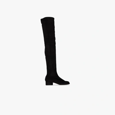 Shop Maison Margiela Tabi 30 Thigh-high Suede Boots In Black