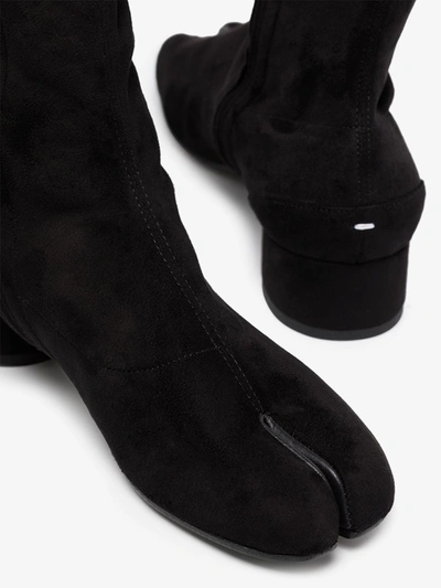 Shop Maison Margiela Tabi 30 Thigh-high Suede Boots In Black