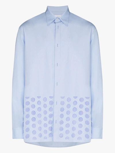 Shop Maison Margiela Punched Holes Cotton Shirt In Blue