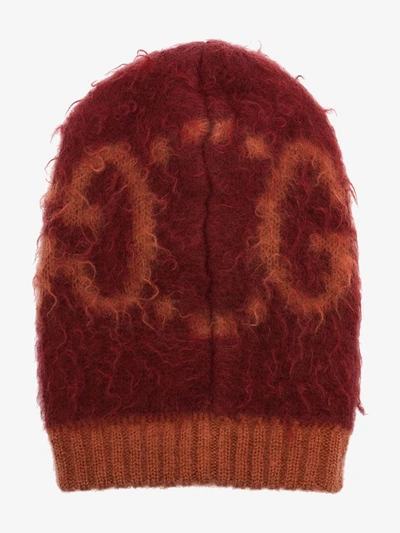 Shop Gucci Orange Fluffy Logo Beanie Hat In Brown