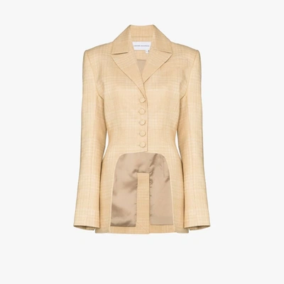 Shop Aleksandre Akhalkatsishvili Checked Cutout Blazer In Yellow