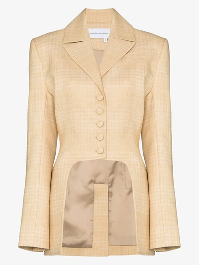 Shop Aleksandre Akhalkatsishvili Checked Cutout Blazer In Yellow