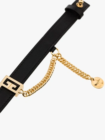 Shop Givenchy Black Chain Leather Wrap Bracelet In Brown