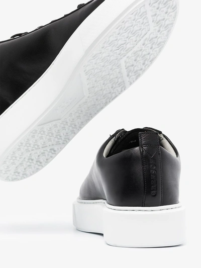Shop Grenson Black Low Top Leather Sneakers