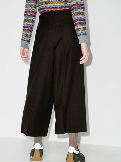 Shop Loewe Wide Leg Wool Culottes In Green