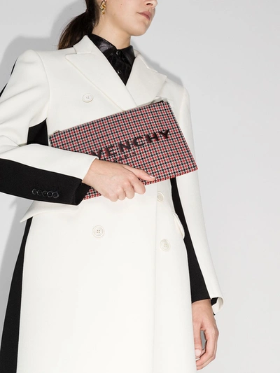 Shop Givenchy Red And Black Houndstooth Medium Clutch Bag