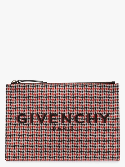 Shop Givenchy Red And Black Houndstooth Medium Clutch Bag