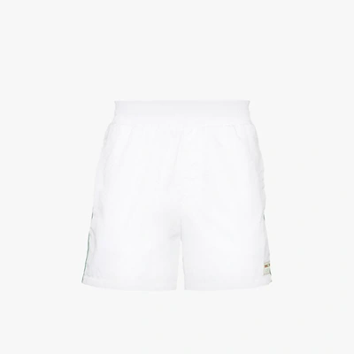 Shop Gucci White Web Stripe Swim Shorts