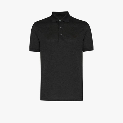 Shop Ermenegildo Zegna Mottled Jersey Polo Shirt In Grey