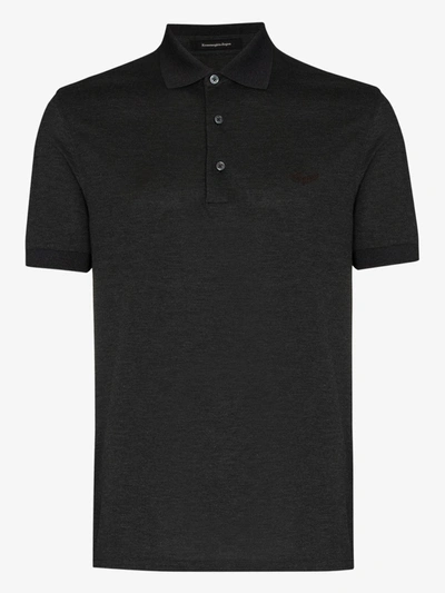 Shop Ermenegildo Zegna Mottled Jersey Polo Shirt In Grey