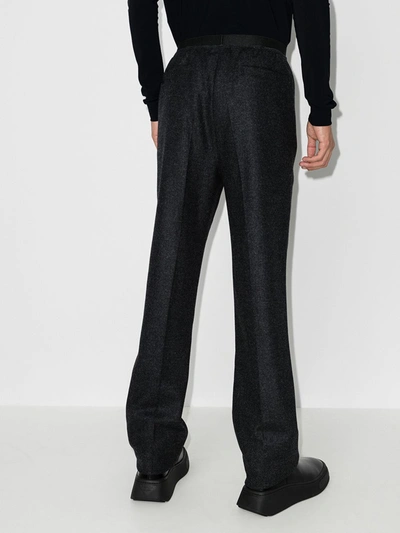 Shop Raf Simons Blue Straight Leg Wool Trousers