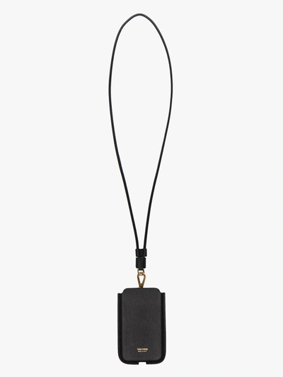 Shop Tom Ford Black Grained Leather Iphone Case