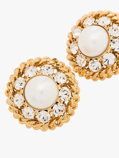 Shop Alessandra Rich Gold Tone Pearl Clip-on Earrings