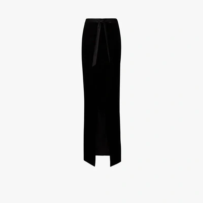 Shop Saint Laurent Black Velvet Maxi Skirt