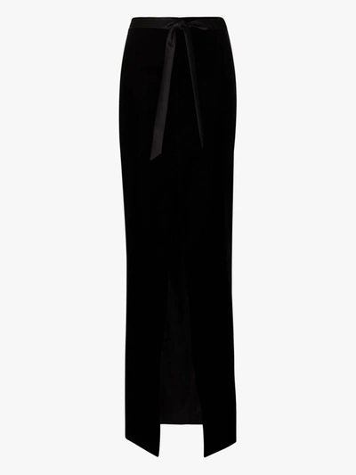 Shop Saint Laurent Black Velvet Maxi Skirt