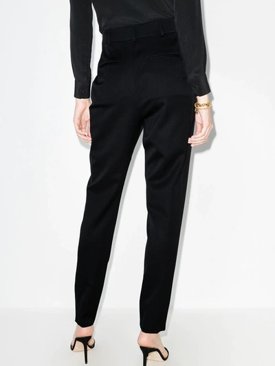 Shop Saint Laurent Black Wool Cigarette Trousers