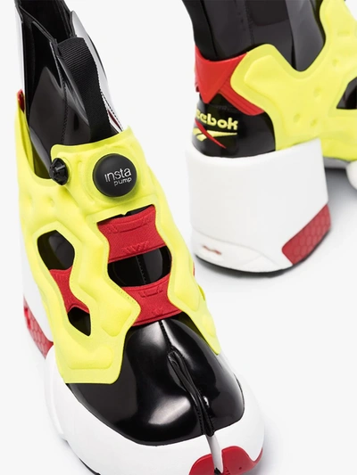 Shop Maison Margiela Black X Reebok And Yellow Tabi Instapump Fury Hi 110 Ankle Boots