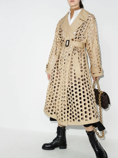 Shop Maison Margiela Punched Hole Trench Coat In Neutrals