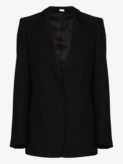 Shop Gucci Logo Embroidered Blazer In Black