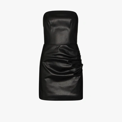 Shop De La Vali Connie Faux Leather Mini Dress In Black
