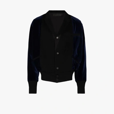 Shop Haider Ackermann Panelled Wool And Velvet Bomber Jacket In Black