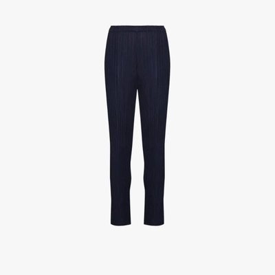 Shop Issey Miyake New Colourful Basics High Waist Plissé Trousers In Blue