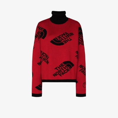 Shop The North Face Logo Intarsia Wool Sweater In Red