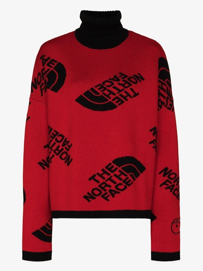 Shop The North Face Logo Intarsia Wool Sweater In Red