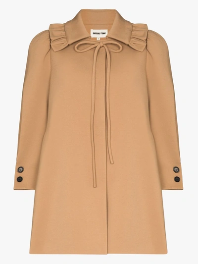 Shop Shushu-tong Tied Collar Coat In Brown