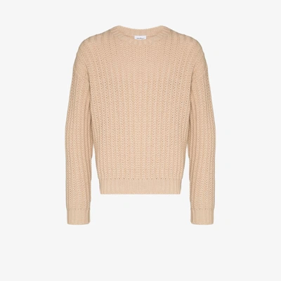 Shop Ferragamo Ribbed Wool Sweater In Neutrals