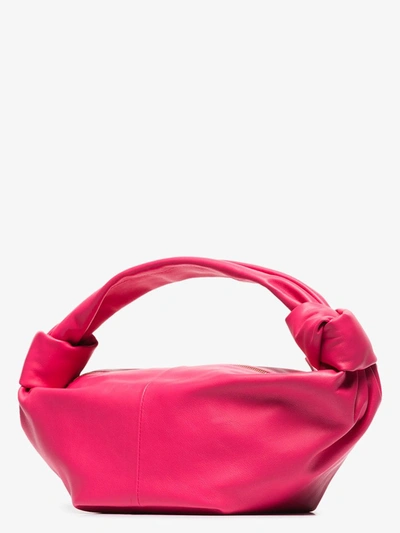 Shop Bottega Veneta Pink Double Knot Leather Clutch Bag