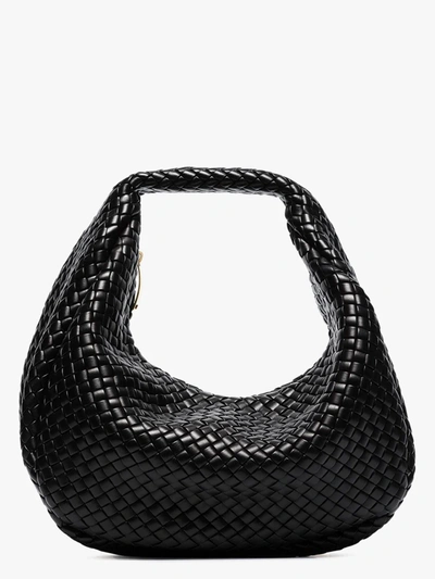 Shop Bottega Veneta Black Hobo Leather Shoulder Bag