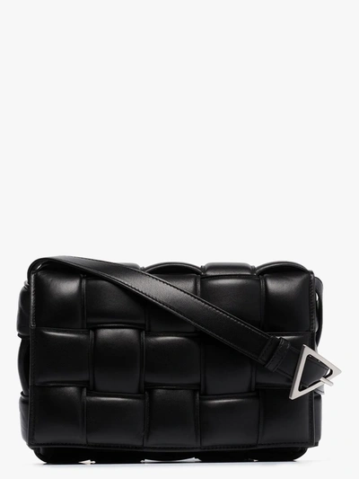 Shop Bottega Veneta Black Padded Cassette Leather Shoulder Bag