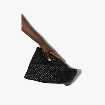 Shop Bottega Veneta Black The Crisscross Leather Clutch Bag