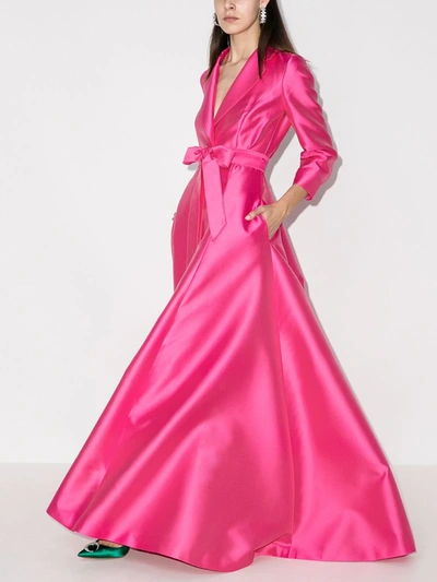 Shop Carolina Herrera Belted Blazer Gown In Pink