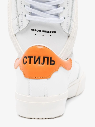 Shop Heron Preston White Vulcanised Low Top Leather Sneakers