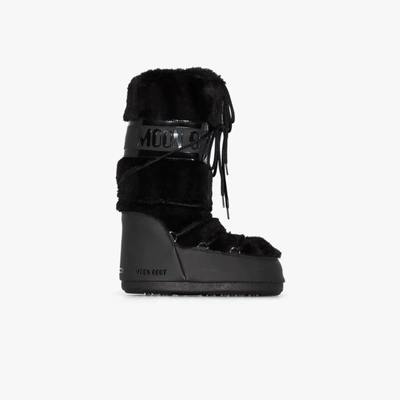 Shop Moon Boot Black Classic Faux Fur Trim Snow Boots