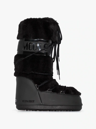 Shop Moon Boot Black Classic Faux Fur Trim Snow Boots