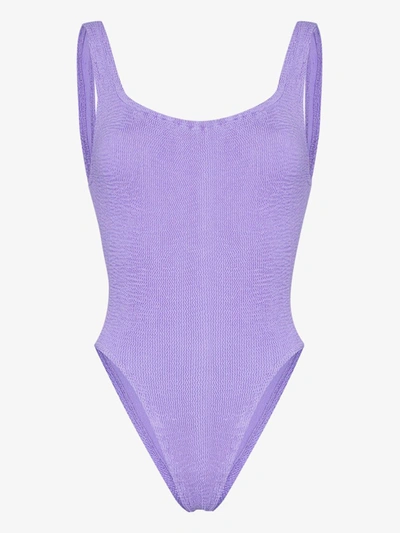 Shop Hunza G Purple Crinkle Swimsuit