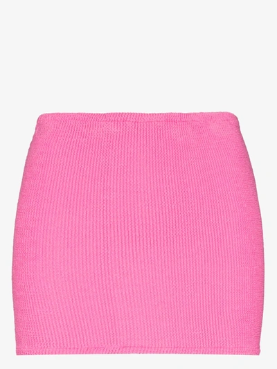 Hunza G Crinkled-effect Mini Skirt In Pink